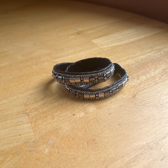 Stella & dot brown leather beaded wrap bracelet - Picture 3 of 6